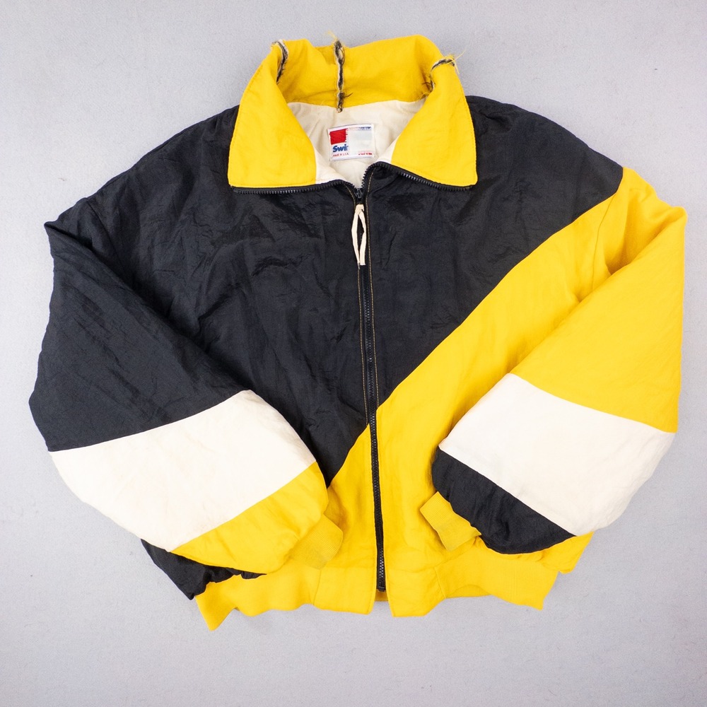Vintage 80s 90s Swingster Nylon Colorblock Puffer Bomber Jacket‎ Made USA XXL